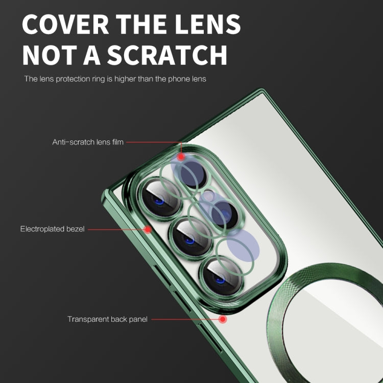 For Samsung Galaxy S23 Ultra 5G CD Texture Plating TPU MagSafe Phone Case with Lens Film(Dark Purple) - Galaxy S23 Ultra 5G Cases by PMC TechLife | Online Shopping South Africa | PMC TechLife
