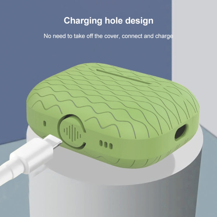 For AirPods Pro 2 Wave Pattern Silicone Earphone Case(Dark Green) - For AirPods Pro 2 by PMC Jewellery | Online Shopping South Africa | PMC Jewellery | Buy Now Pay Later Mobicred