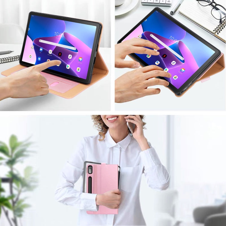 For Lenovo Tab P11 Pro Gen2 11.2 2022 TB132/138 Embossed Front Stand Leather Smart Tablet Case(Rose Gold) - Lenovo by PMC TechLife | Online Shopping South Africa | PMC TechLife | Buy Now Pay Later Mobicred