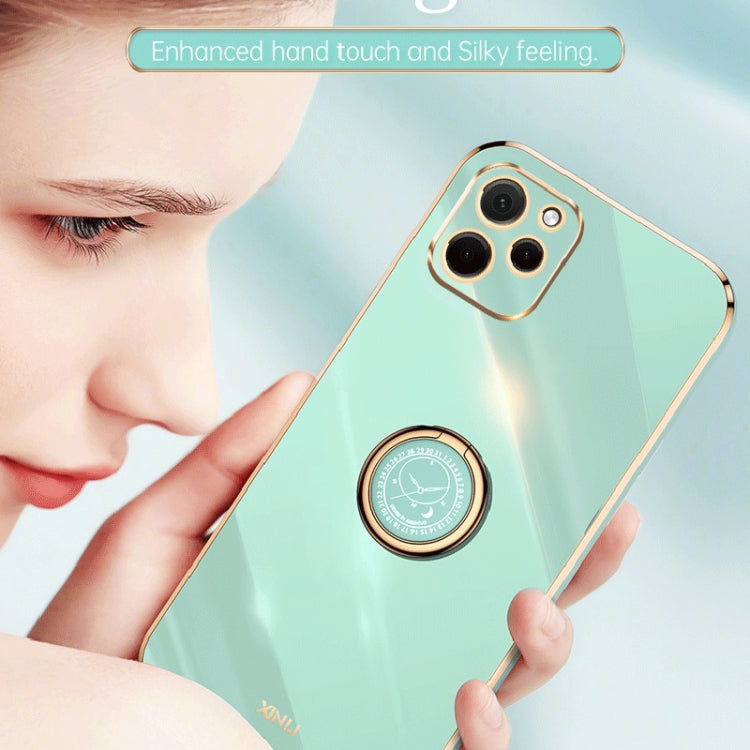For Huawei nova Y61 XINLI Straight Edge 6D Electroplate TPU Phone Case with Ring Holder(Cherry Purple) - free shipping - PMC TechLife - Order now!