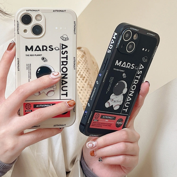 For iPhone SE 2022 / 2020 / 7 / 8 Astronaut Pattern Silicone Straight Edge Phone Case(Mars Astronaut-Black) - iPhone SE 2022 / 2020 / 8 / 7 Cases by PMC TechLife | Online Shopping South Africa | PMC TechLife