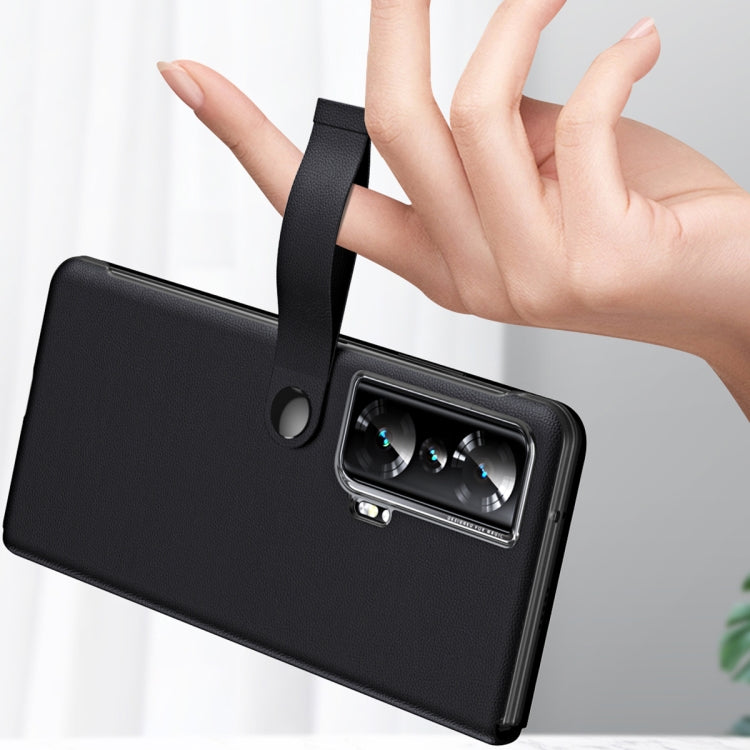 For Honor Magic Vs Side Window View Smart Litchi Pattern Leather Phone Case with Hand Strap(Red) - free shipping - PMC TechLife - Order now!