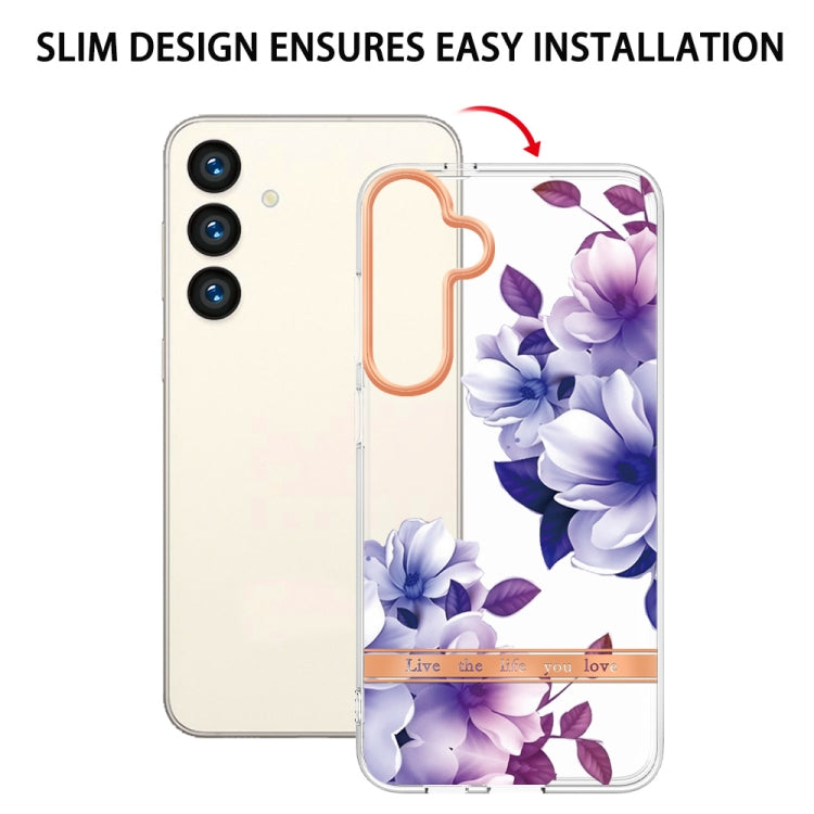 For Samsung Galaxy S24+ 5G Flowers and Plants Series IMD TPU Phone Case(Purple Begonia) - Galaxy S24+ 5G Cases by PMC TechLife | Online Shopping South Africa | PMC TechLife