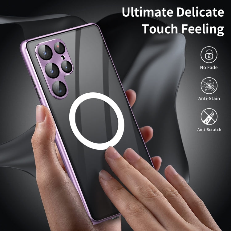 For Samsung Galaxy S21 5G HD Full Cover Magsafe Magnetic Metal Tempered Glass Phone Case(Purple) - Galaxy S21 5G Cases by PMC TechLife | Online Shopping South Africa | PMC TechLife