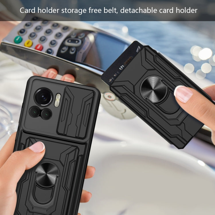 For Motorola Edge 30 Ultra 5G / Moto X30 Pro Sliding Camshield TPU+PC Phone Case with Card Slot(Dark Green) - Motorola Cases by PMC TechLife | Online Shopping South Africa | PMC TechLife