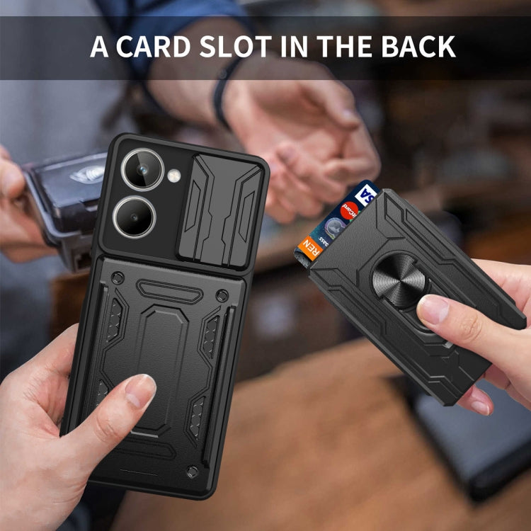 For Realme 10 4G Sliding Camshield TPU+PC Phone Case with Card Slot(Blue) - Realme Cases by PMC TechLife | Online Shopping South Africa | PMC TechLife | Buy Now Pay Later Mobicred