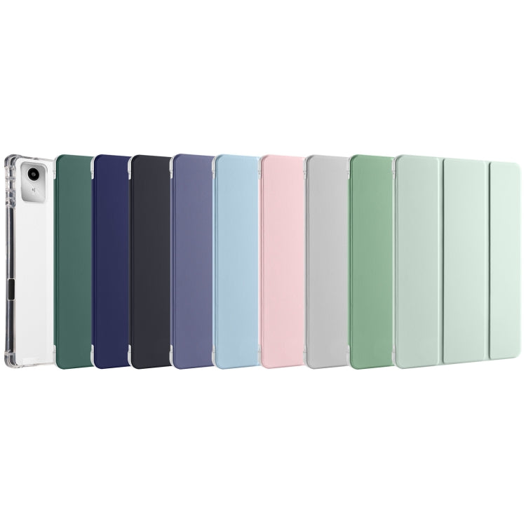 For Lenovo Tab M11 / Xiaoxin Pad 11 2024 3-fold Clear TPU Leather Tablet Case with Pen Slot(Dark Blue) - Lenovo by PMC Jewellery | Online Shopping South Africa | PMC Jewellery | Buy Now Pay Later Mobicred
