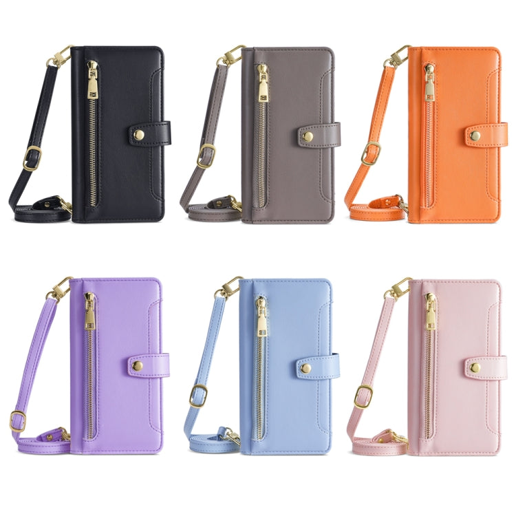 For Nokia G22 Sheep Texture Cross-body Zipper Wallet Leather Phone Case(Blue) - Nokia Cases by PMC TechLife | Online Shopping South Africa | PMC TechLife | Buy Now Pay Later Mobicred
