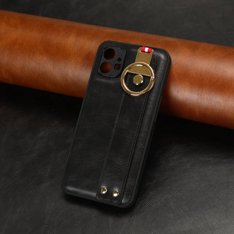 For Nothing Phone 1 Wristband Leather Back Phone Case(Black) - Nothing Cases by PMC TechLife | Online Shopping South Africa | PMC TechLife | Buy Now Pay Later Mobicred