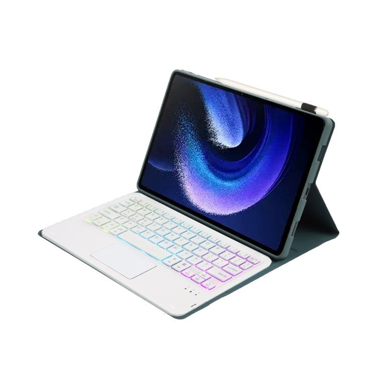 For Xiaomi Pad 6 / Pad 6 Pro A0N7-AS Lambskin Texture Ultra-thin Backlight Bluetooth Keyboard Leather Case with Touchpad(Dark Green) - Others Keyboard by PMC TechLife | Online Shopping South Africa | PMC TechLife