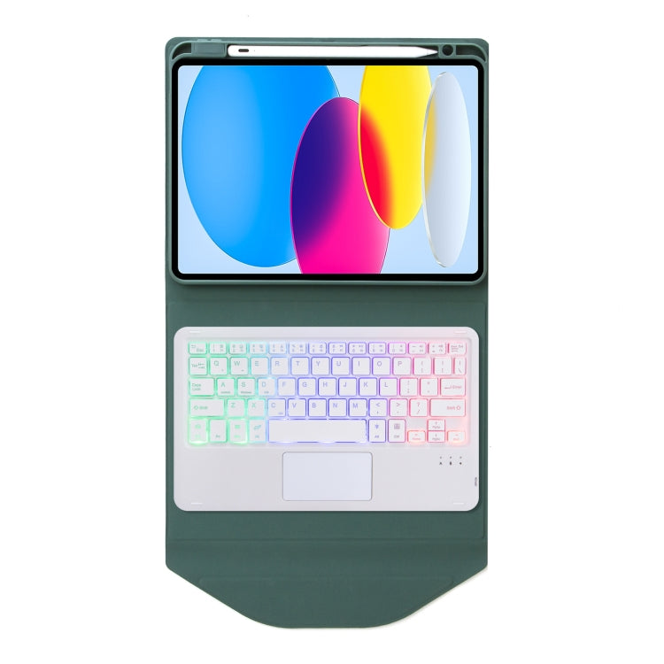 Z10B-AS For iPad 10th Gen 10.9 2022 / 11 2025 Pen Slot Touchpad Backlight Bluetooth Keyboard Leather Tablet Case(Green) - Universal by PMC TechLife | Online Shopping South Africa | PMC TechLife | Buy Now Pay Later Mobicred