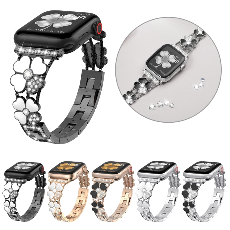 For Apple Watch SE 2023 44mm Petal Metal Diamond Watch Band(Rose Gold+White) - free shipping - PMC TechLife - Order now!