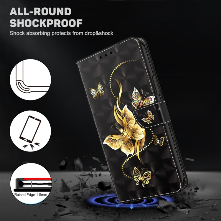 For Xiaomi Redmi Note 12 Pro+ 5G Global 3D Painted Pattern Leather Phone Case(Golden Butterfly) - Xiaomi Cases by PMC TechLife | Online Shopping South Africa | PMC TechLife | Buy Now Pay Later Mobicred