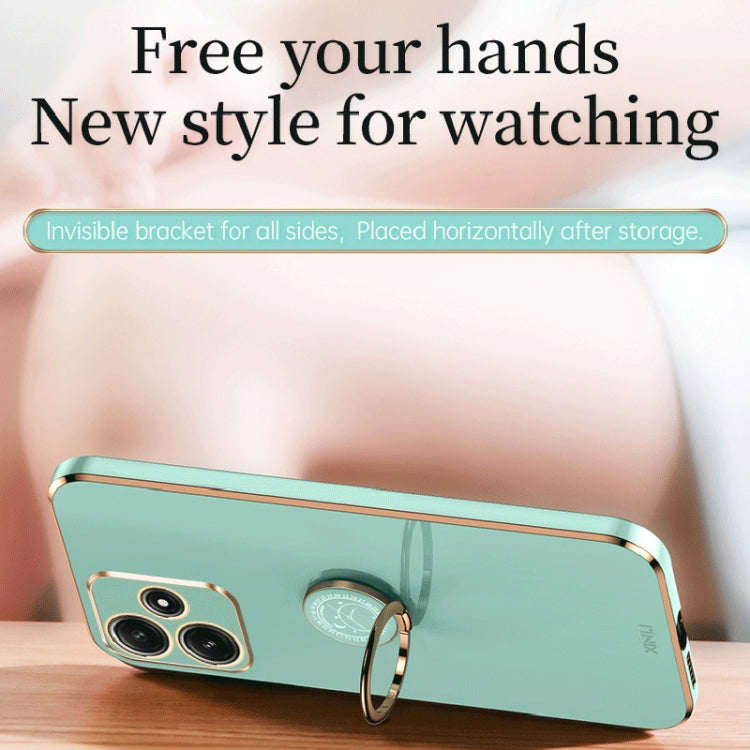 For Xiaomi Redmi Note 12R XINLI Straight Edge 6D Electroplate TPU Phone Case with Ring Holder(Pink) - Xiaomi Cases by XINLI | Online Shopping South Africa | PMC TechLife | Buy Now Pay Later Mobicred