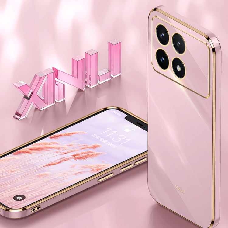 For Xiaomi Redmi K70E XINLI Straight Edge 6D Electroplate TPU Phone Case with Ring Holder(Pink) - Xiaomi Cases by XINLI | Online Shopping South Africa | PMC TechLife | Buy Now Pay Later Mobicred