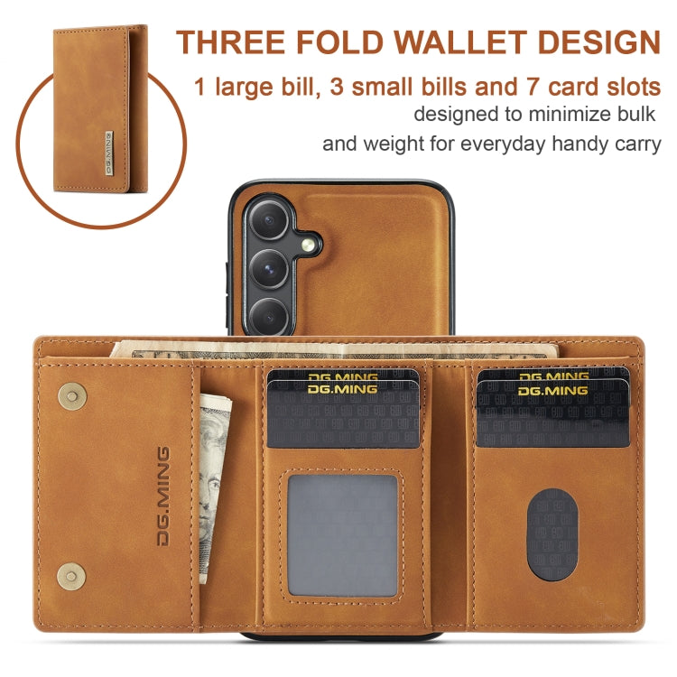 For Samsung Galaxy S24+ 5G DG.MING M1 Series 3-Fold Multi Card Wallet + Magnetic Phone Case(Brown) - free shipping - PMC Jewellery - Order now!