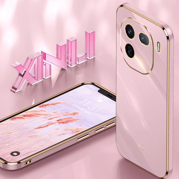 For vivo iQOO 12 Pro 5G XINLI Straight Edge 6D Electroplate TPU Phone Case(Pink) - iQOO 12 Pro Cases by XINLI | Online Shopping South Africa | PMC TechLife | Buy Now Pay Later Mobicred