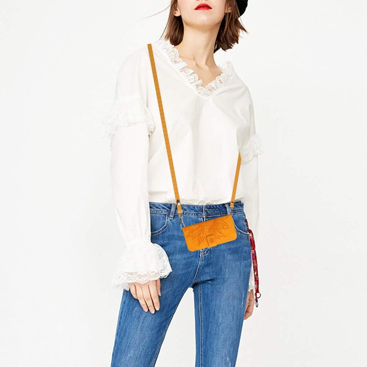 For Xiaomi Redmi 12 5G Skin Feel Sun Flower Embossed Flip Leather Phone Case with Lanyard(Yellow) - Xiaomi Cases by PMC TechLife | Online Shopping South Africa | PMC TechLife | Buy Now Pay Later Mobicred