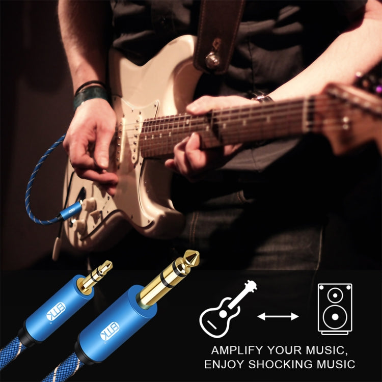 EMK 3.5mm Jack Male to 6.35mm Jack Male Gold Plated Connector Nylon Braid AUX Cable for Computer / X-BOX / PS3 / CD / DVD, Cable Length:1.5m(Dark Blue) - Audio Optical Cables by EMK | Online Shopping South Africa | PMC TechLife | Buy Now Pay Later Mobicred