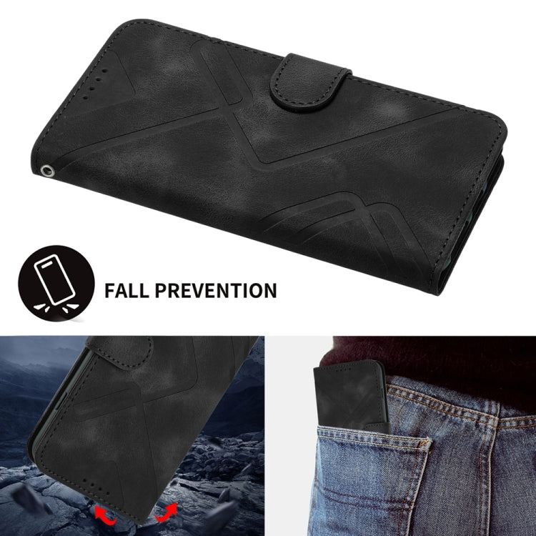 For Motorola Moto G Power 5G 2024 Line Pattern Skin Feel Leather Phone Case(Black) - Motorola Cases by PMC Jewellery | Online Shopping South Africa | PMC Jewellery | Buy Now Pay Later Mobicred