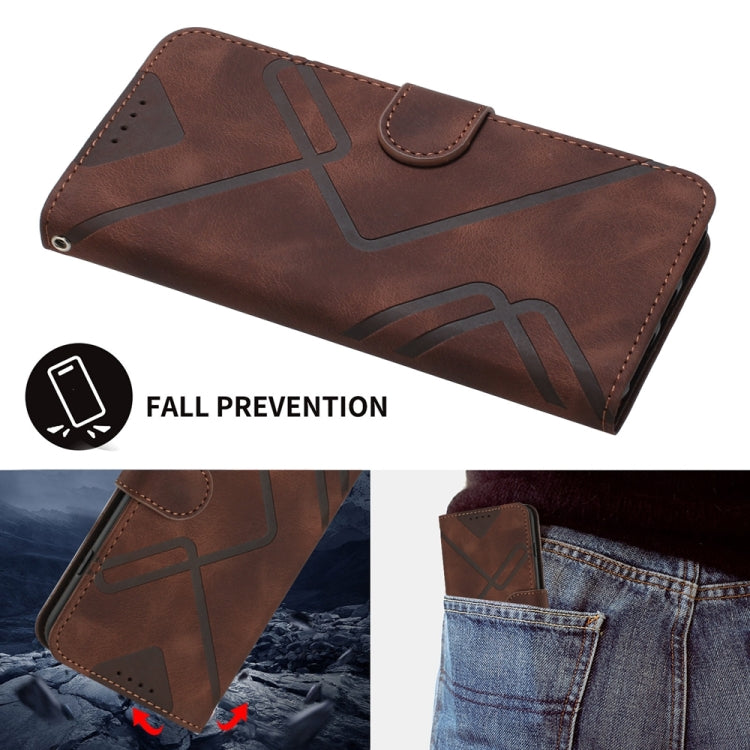 For Motorola Moto G Power 5G 2024 Line Pattern Skin Feel Leather Phone Case(Coffee) - Motorola Cases by PMC Jewellery | Online Shopping South Africa | PMC Jewellery | Buy Now Pay Later Mobicred