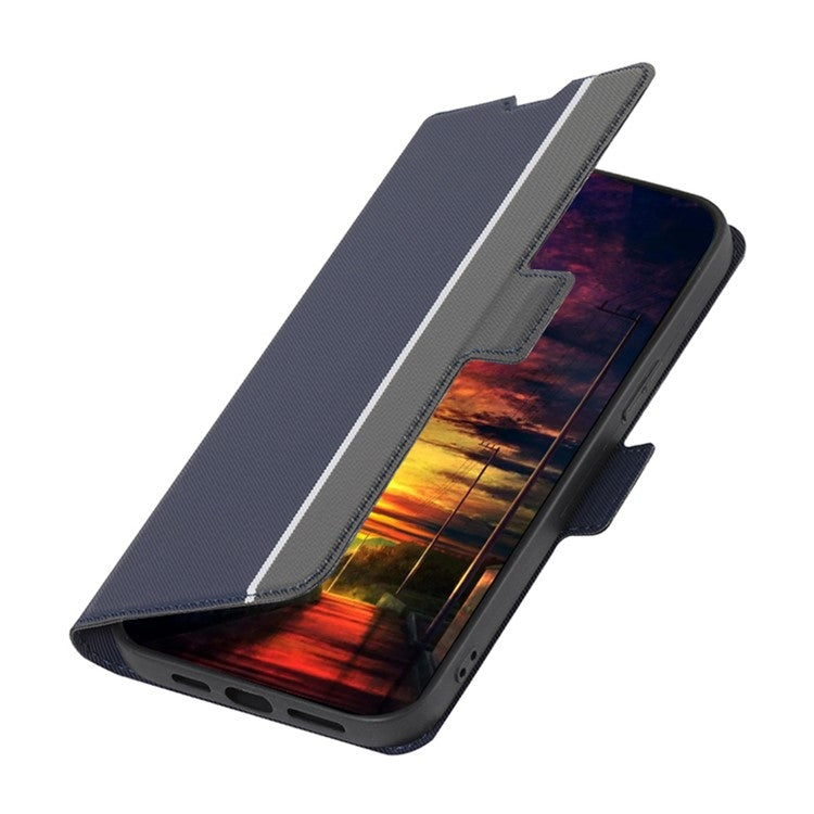 For Huawei Pura 70 5G Twill Texture Side Button Leather Phone Case(Blue) - Huawei Cases by PMC Jewellery | Online Shopping South Africa | PMC Jewellery | Buy Now Pay Later Mobicred