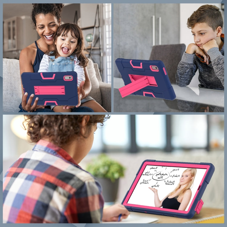 For Lenovo Tab M9 / TB-310FU Contrast Color Silicone Hybrid PC Tablet Case with Holder(Navy Blue Rose Red) - Lenovo by PMC TechLife | Online Shopping South Africa | PMC TechLife | Buy Now Pay Later Mobicred