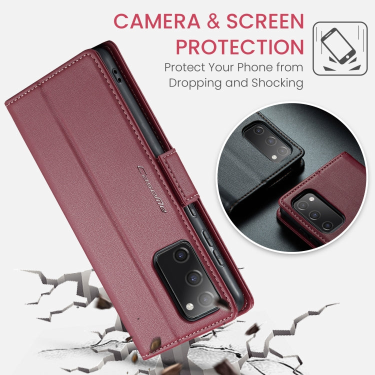 For Samsung Galaxy S20 FE CaseMe 023 Butterfly Buckle Litchi Texture RFID Anti-theft Leather Phone Case(Wine Red) - free shipping - PMC TechLife - Order now!