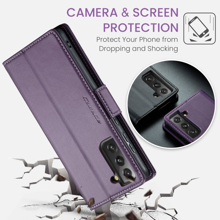For Samsung Galaxy S21 FE 5G CaseMe 023 Butterfly Buckle Litchi Texture RFID Anti-theft Leather Phone Case(Pearly Purple) - free shipping - PMC TechLife - Order now!