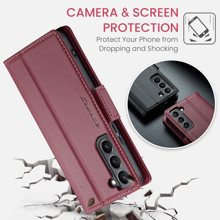 For Samsung Galaxy S21 5G CaseMe 023 Butterfly Buckle Litchi Texture RFID Anti-theft Leather Phone Case(Wine Red) - free shipping - PMC TechLife - Order now!