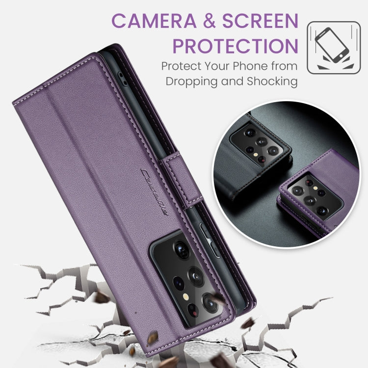 For Samsung Galaxy S21 Ultra 5G CaseMe 023 Butterfly Buckle Litchi Texture RFID Anti-theft Leather Phone Case(Pearly Purple) - free shipping - PMC TechLife - Order now!