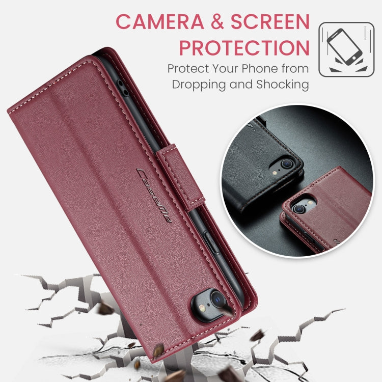 For iPhone SE 2022/SE 2020/6/7/8 CaseMe 023 Butterfly Buckle Litchi Texture RFID Anti-theft Leather Phone Case(Wine Red) - More iPhone Cases by CaseMe | Online Shopping South Africa | PMC TechLife | Buy Now Pay Later Mobicred