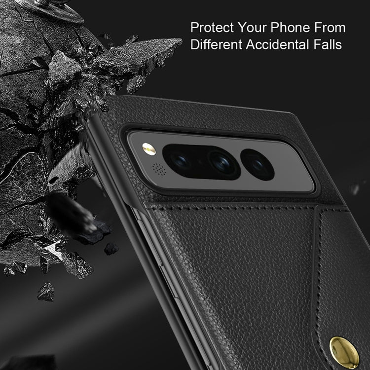 For Google Pixel Fold Litchi Texture Integrated Phone Case with Card Bag(Purple) - free shipping - PMC TechLife - Order now!