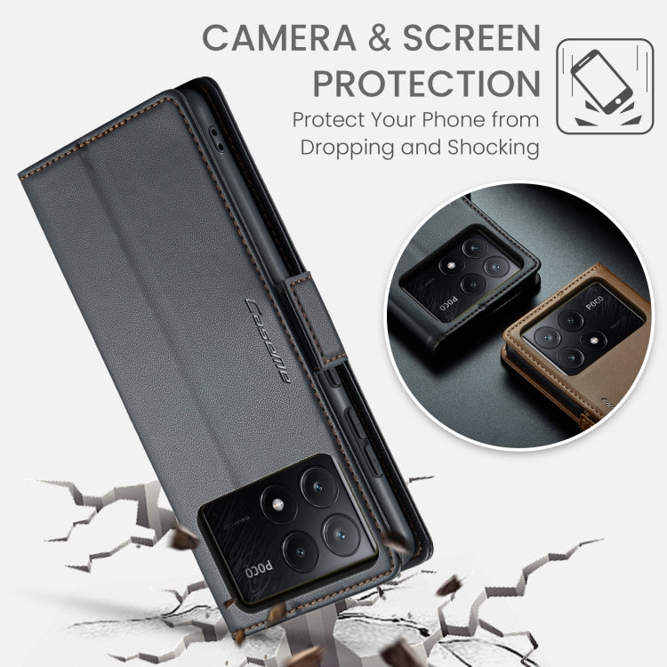 For Xiaomi Poco X6 Pro 5G/Redmi K70E 5G CaseMe 023 Butterfly Buckle Litchi Texture RFID Anti-theft Leather Phone Case(Black) - Xiaomi Cases by CaseMe | Online Shopping South Africa | PMC Jewellery | Buy Now Pay Later Mobicred