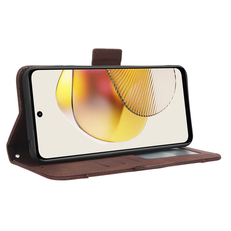 For Motorola Moto G 5G 2023 Skin Feel Calf Texture Card Slots Leather Phone Case(Brown) - Motorola Cases by PMC TechLife | Online Shopping South Africa | PMC TechLife | Buy Now Pay Later Mobicred