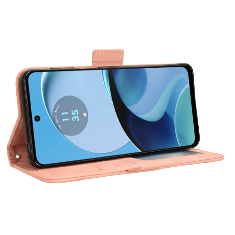For Motorola Moto G14 4G Skin Feel Calf Texture Card Slots Leather Phone Case(Pink) - Motorola Cases by PMC TechLife | Online Shopping South Africa | PMC TechLife | Buy Now Pay Later Mobicred