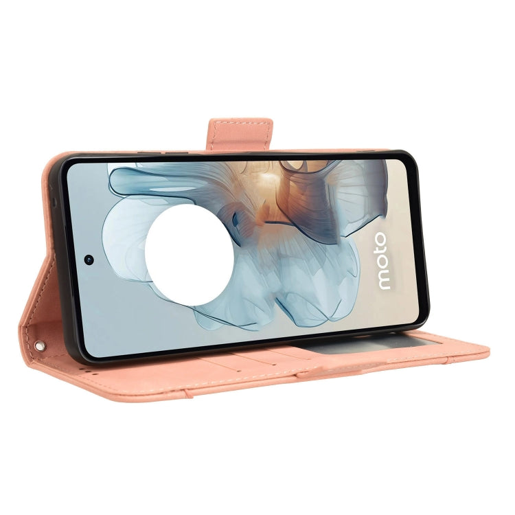 For Motorola Moto G34 5G Skin Feel Calf Texture Card Slots Leather Phone Case(Pink) - Motorola Cases by PMC TechLife | Online Shopping South Africa | PMC TechLife | Buy Now Pay Later Mobicred