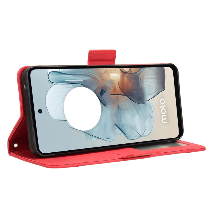 For Motorola Moto G34 5G Skin Feel Calf Texture Card Slots Leather Phone Case(Red) - Motorola Cases by PMC TechLife | Online Shopping South Africa | PMC TechLife | Buy Now Pay Later Mobicred