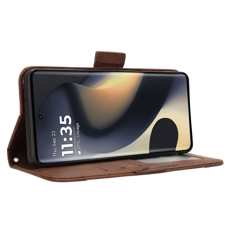 For Motorola Edge 2024 5G Skin Feel Calf Texture Card Slots Leather Phone Case(Brown) - Motorola Cases by PMC Jewellery | Online Shopping South Africa | PMC Jewellery | Buy Now Pay Later Mobicred