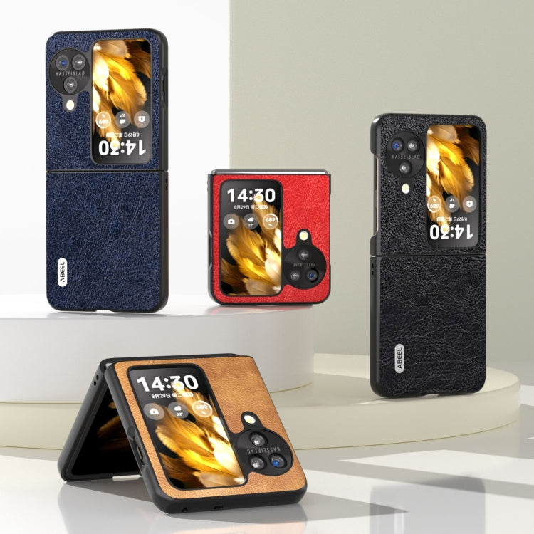 For OPPO Find N3 Flip ABEEL Retro Litchi Texture PU Phone Case(Brown) - Find N3 Flip Cases by PMC TechLife | Online Shopping South Africa | PMC TechLife | Buy Now Pay Later Mobicred