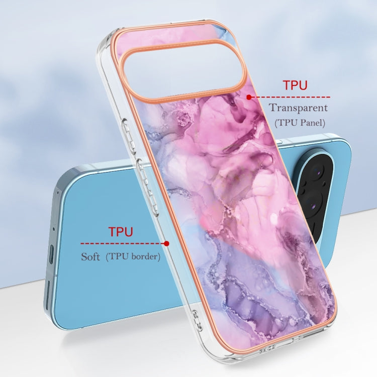 For Google Pixel 9 Pro XL Electroplating Marble Dual-side IMD Phone Case(Pink 013) - free shipping - PMC TechLife - Order now!