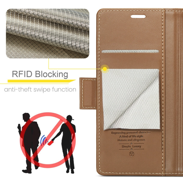 For OPPO Reno10 5G Global/Reno10 Pro Global CaseMe 023 Butterfly Buckle Litchi Texture RFID Anti-theft Leather Phone Case(Brown) - OPPO Cases by CaseMe | Online Shopping South Africa | PMC Jewellery | Buy Now Pay Later Mobicred
