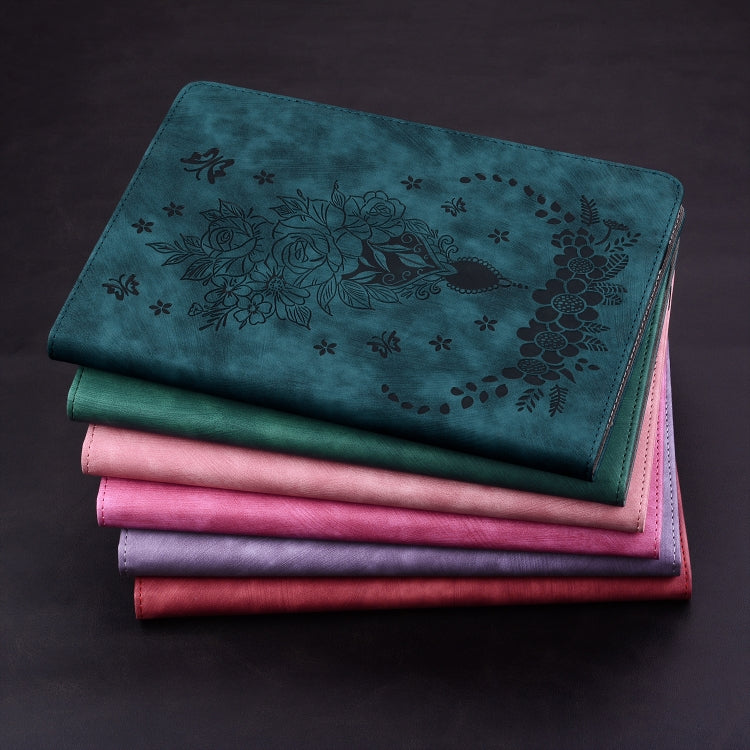 For Lenovo M10 Butterfly Rose Embossed Leather Tablet Case(Purple) - Lenovo by PMC TechLife | Online Shopping South Africa | PMC TechLife | Buy Now Pay Later Mobicred
