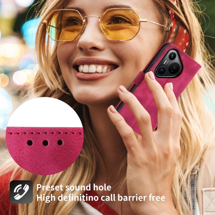 For Huawei Pura 70 Skin Feel Flowers Embossed Wallet Leather Phone Case(Wine Red) - free shipping - PMC Jewellery - Order now!