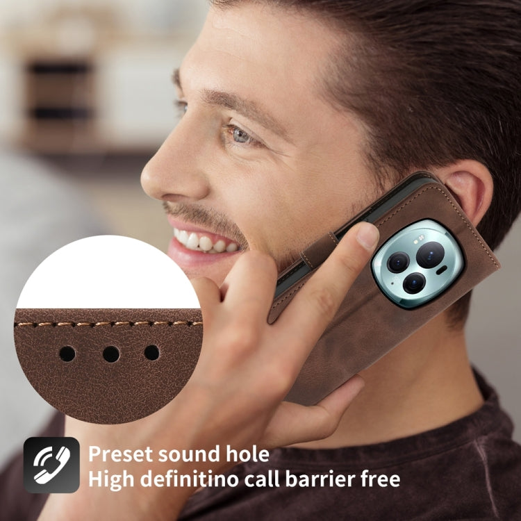 For Honor Magic6 Pro Skin Feel Flowers Embossed Wallet Leather Phone Case(Brown) - Honor Cases by PMC Jewellery | Online Shopping South Africa | PMC Jewellery | Buy Now Pay Later Mobicred