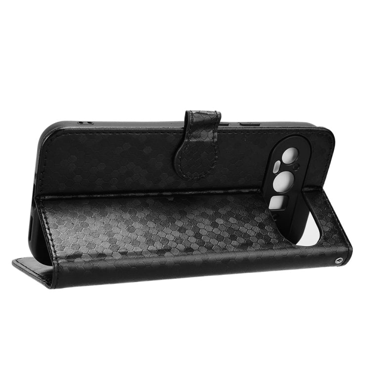 For Google Pixel 9 Honeycomb Dot Texture Leather Phone Case(Black) - Google Cases by PMC TechLife | Online Shopping South Africa | PMC TechLife | Buy Now Pay Later Mobicred