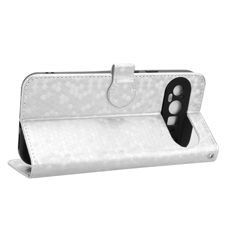 For Google Pixel 9 Honeycomb Dot Texture Leather Phone Case(Silver) - Google Cases by PMC TechLife | Online Shopping South Africa | PMC TechLife | Buy Now Pay Later Mobicred