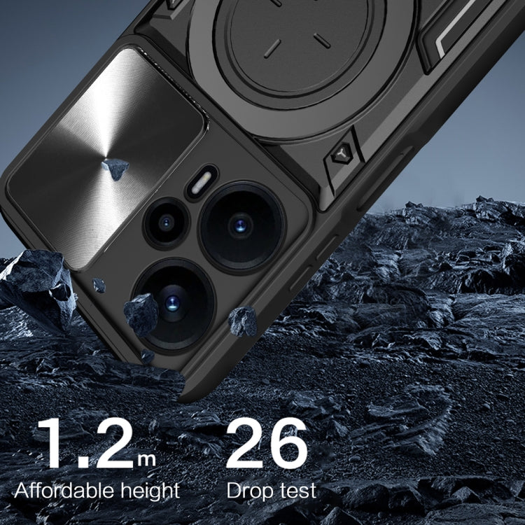 For Xiaomi Redmi Note 12 Turbo CD Texture Sliding Camshield Magnetic Holder Phone Case(Pink) - free shipping - PMC TechLife - Order now!