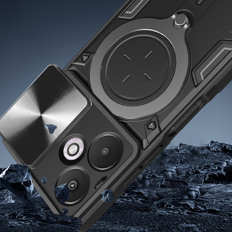 For Xiaomi Redmi 13C 5G Global CD Texture Sliding Camshield Magnetic Holder Phone Case(Silver) - 13C Cases by PMC TechLife | Online Shopping South Africa | PMC TechLife | Buy Now Pay Later Mobicred