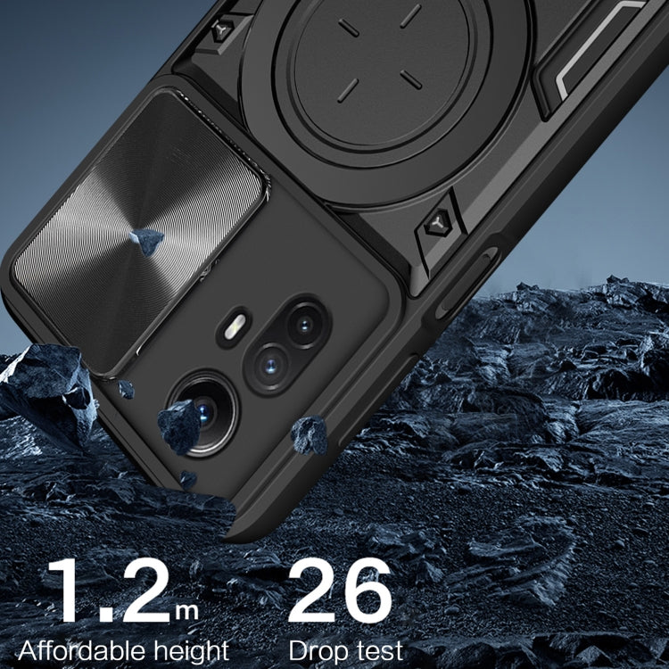 For Xiaomi Redmi Note 12S 4G CD Texture Sliding Camshield Magnetic Holder Phone Case(Silver) - free shipping - PMC TechLife - Order now!